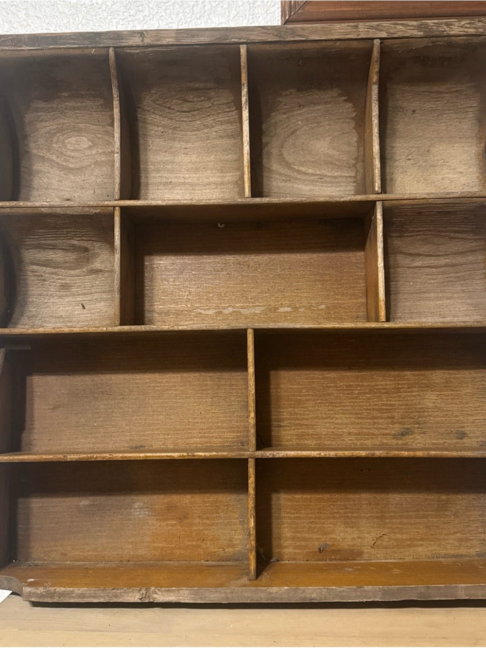 Vintage Wooden Shadow Box Wall Shelf – Rustic Farmhouse Cubby Display